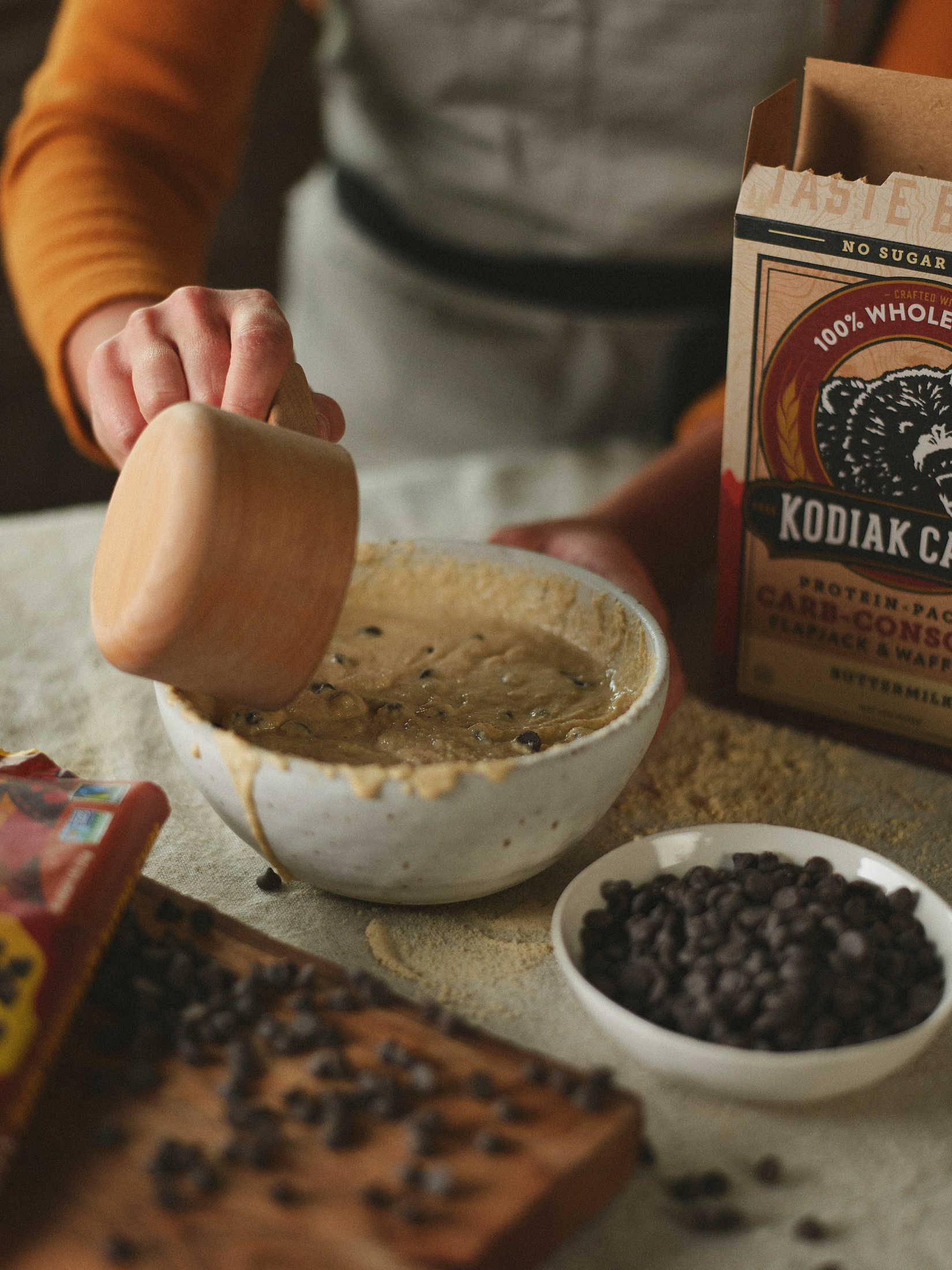 Kodiak Cakes being made in mixing bowl
